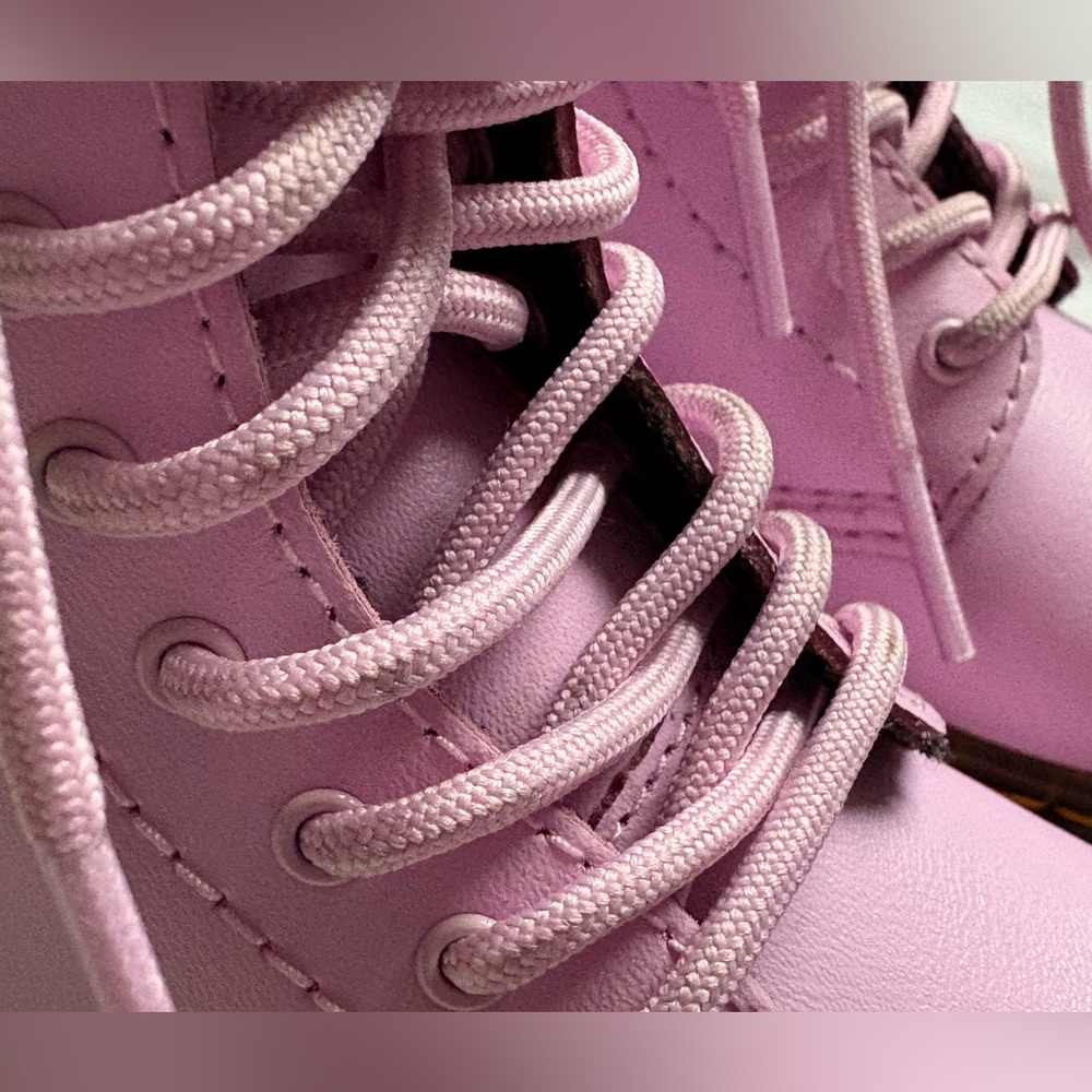 Like New Dr. Martens Light Pink Combat Boots - Picture 4 of 12